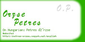 orzse petres business card